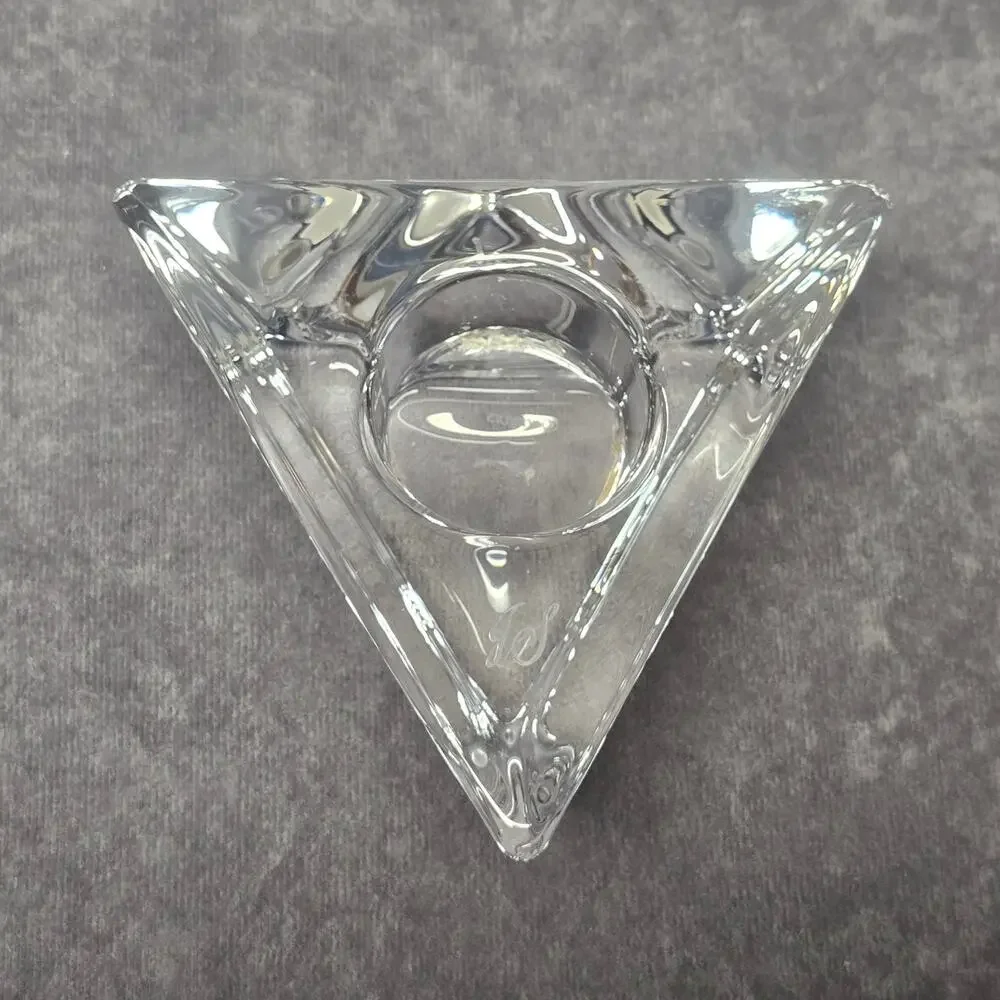 Orrefors Sweden Triangle Crystal Glass Votive Candle Holder